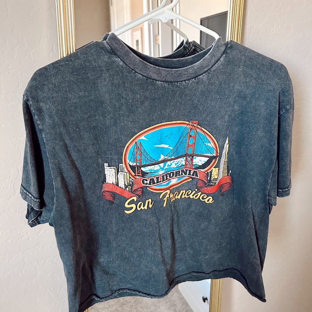 Brandy Melville Charcoal Grey Graphic T-shirt